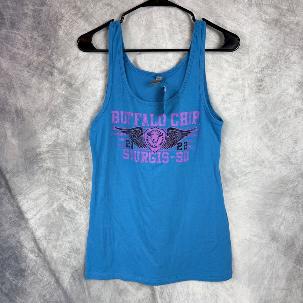 NWT Sturgis Tank Top Womens XL Turquoise Blue Graphic Hot Leathers Buffalo Chip